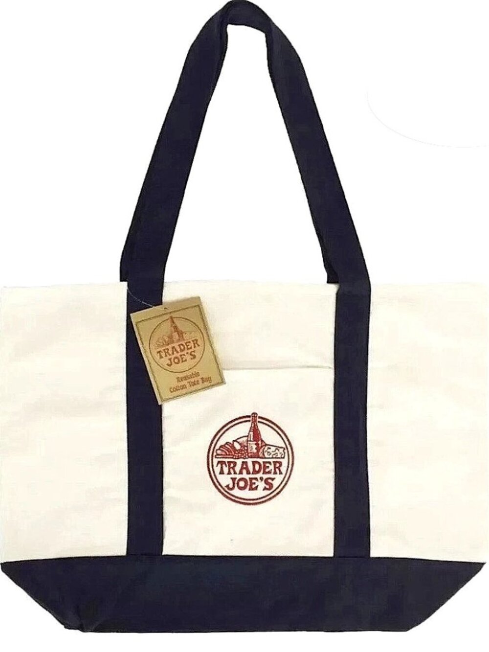 Trader Joe's Canvas TOTE Shopping Bag - LARGE CLASSIC NAVY BLUE - NEW w/ Tags